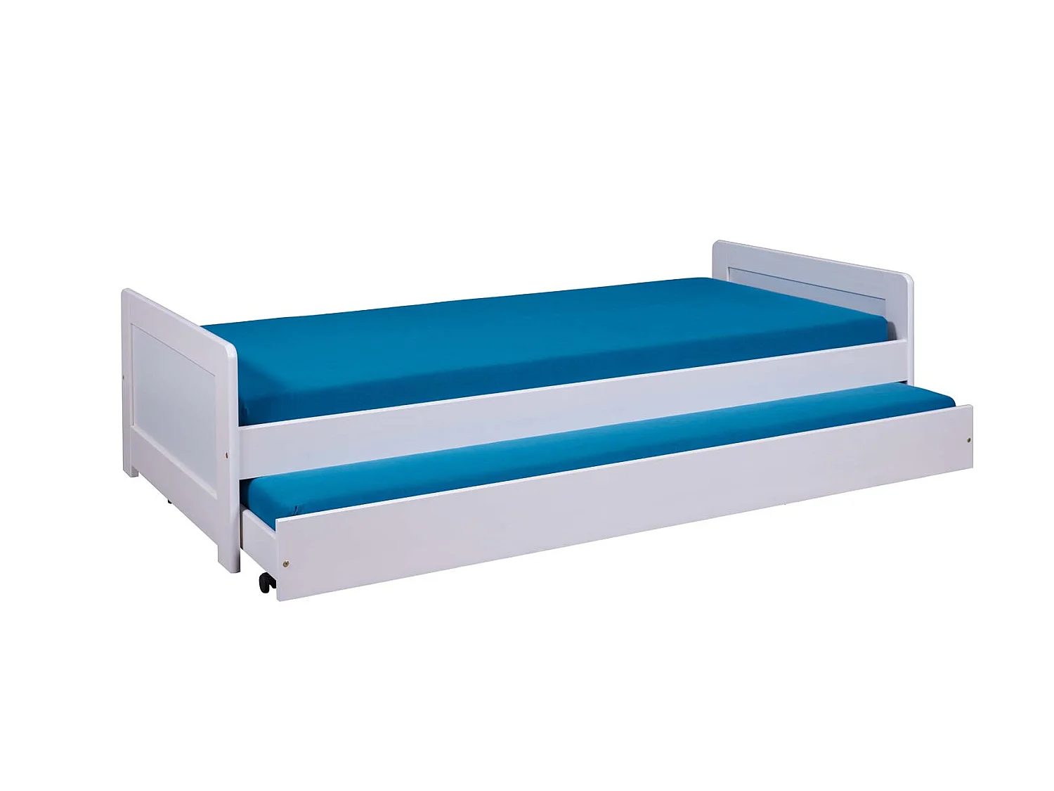 Surf bed 90x200cm met 1 uitschuifbaar bed wit.