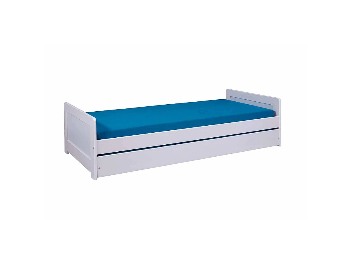 Lit Gigogne 1 Tiroir & Sommier "Manily" 90x200cm Blanc