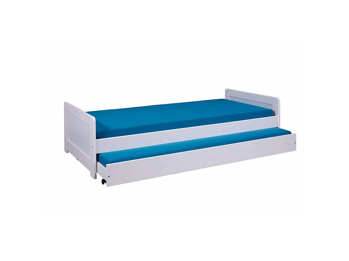 Lit Gigogne 1 Tiroir & Sommier "Manily" 90x200cm Blanc