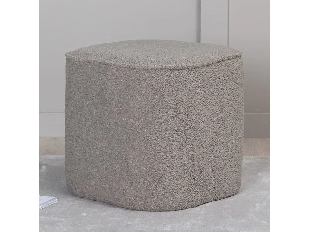 Piff poef, hocker Ø44cm teddystof grijs.
