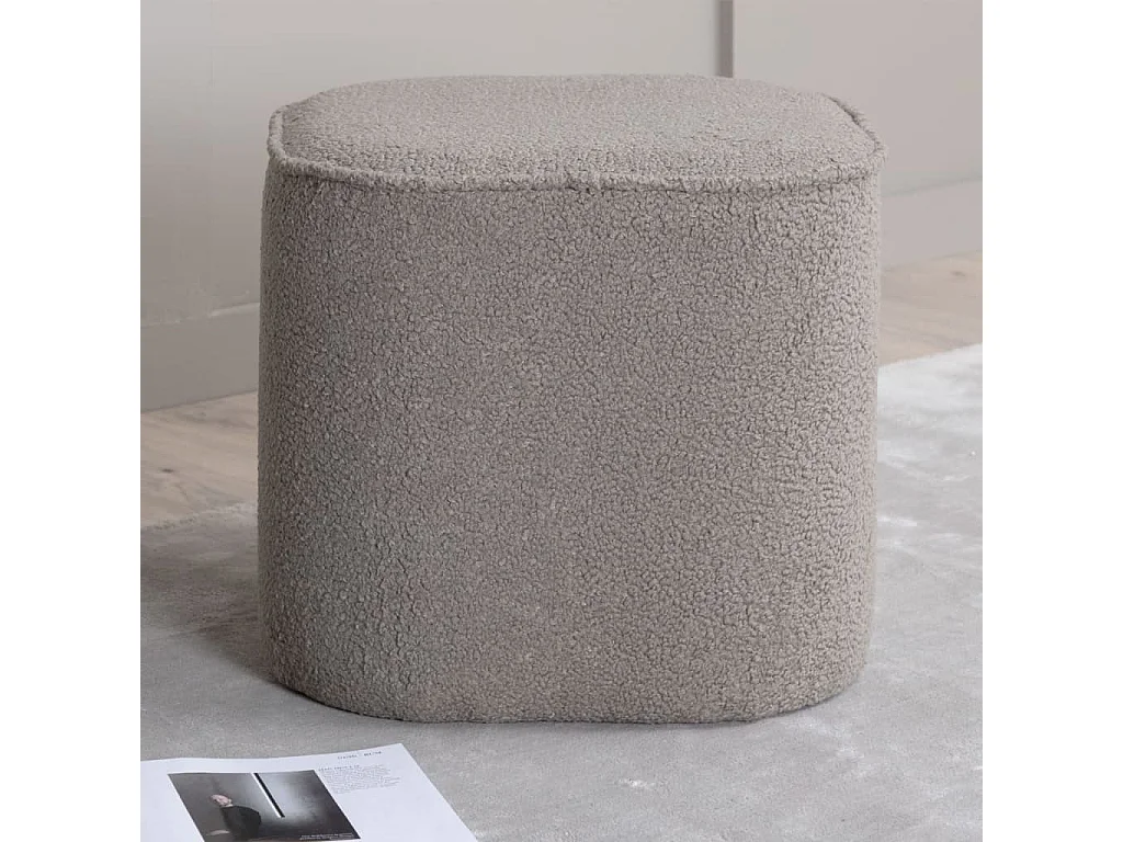 Piff poef, hocker Ø44cm teddystof grijs.