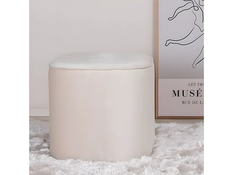 Pouf Piff 44x44x41 cm Velours Blanc