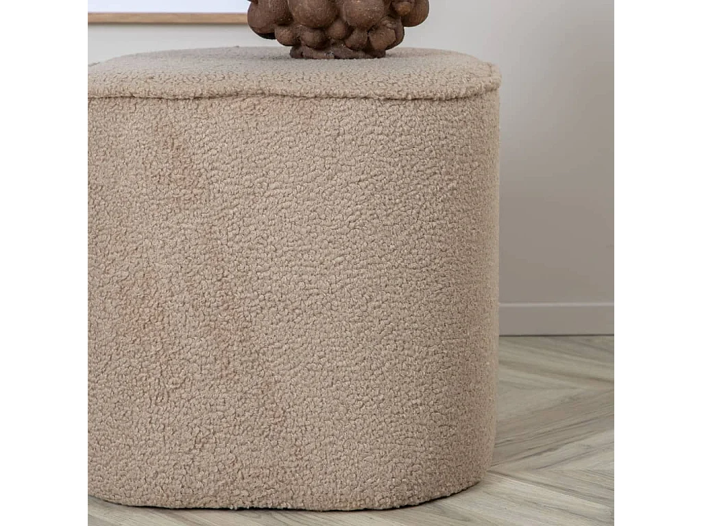 Piff Pouf, Hocker Ø44cm Teddystoff beige.