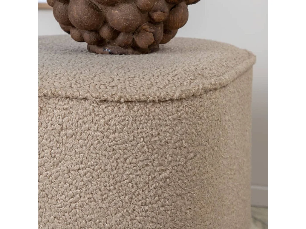 Piff Pouf, Hocker Ø44cm Teddystoff beige.