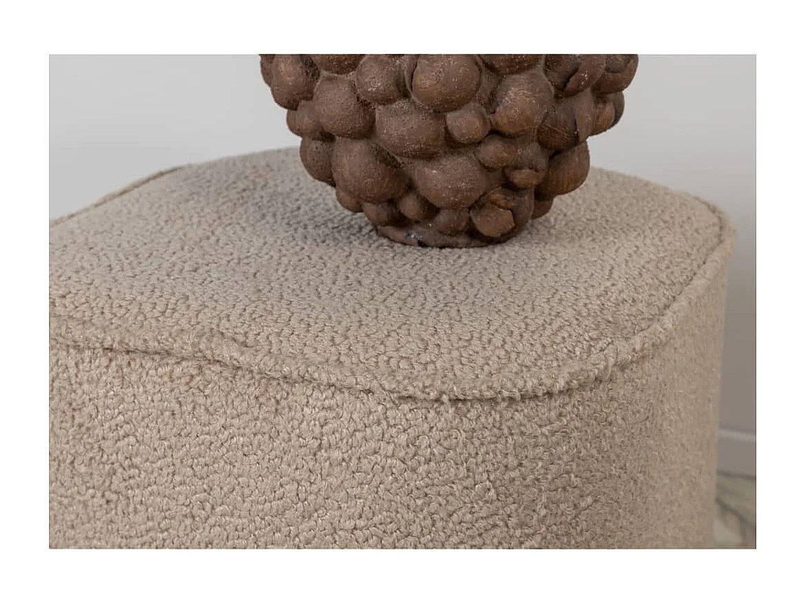Piff Pouf, Hocker Ø44cm Teddystoff beige.