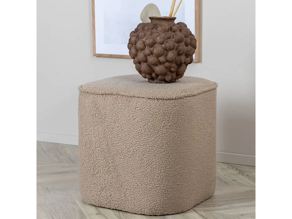 Piff poef, hocker Ø44cm teddystof beige.