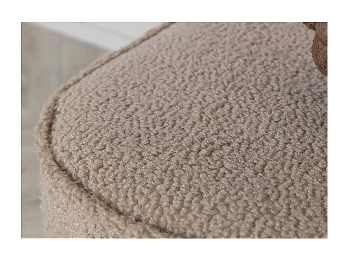 Piff poef, hocker Ø44cm teddystof beige.