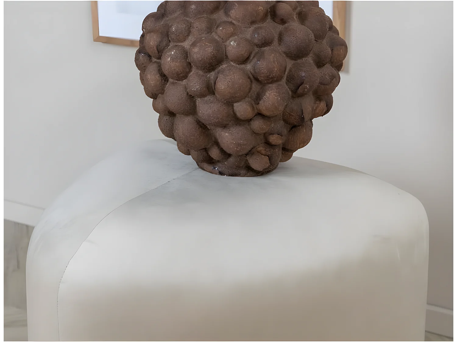 Peg poef, hocker Ø46cm velours wit.