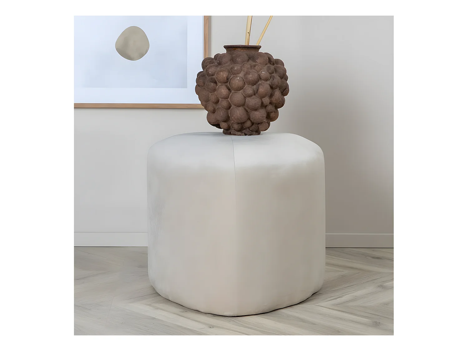 Pouf Peg 46x46x41 cm Velours Blanc