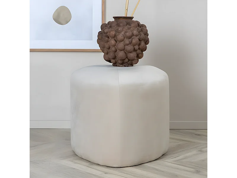 Pouf Peg 46x46x41 cm Velours Blanc