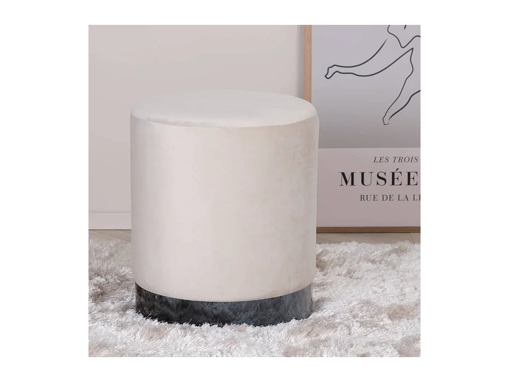 Pouf Benji 35x35x42,5 cm Velours Beige et noir