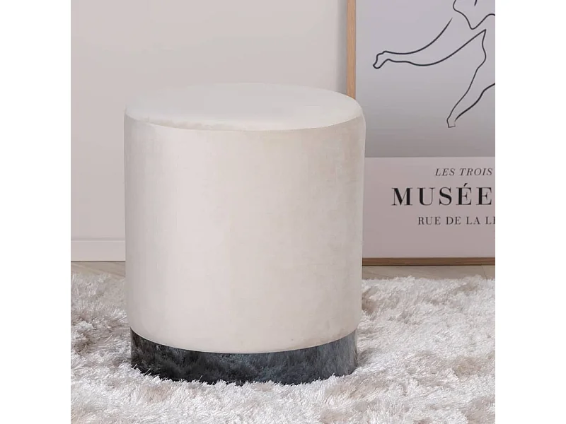 Venture Home Pouf Benji 35x35x42,5 cm Velluto Beige e Nero