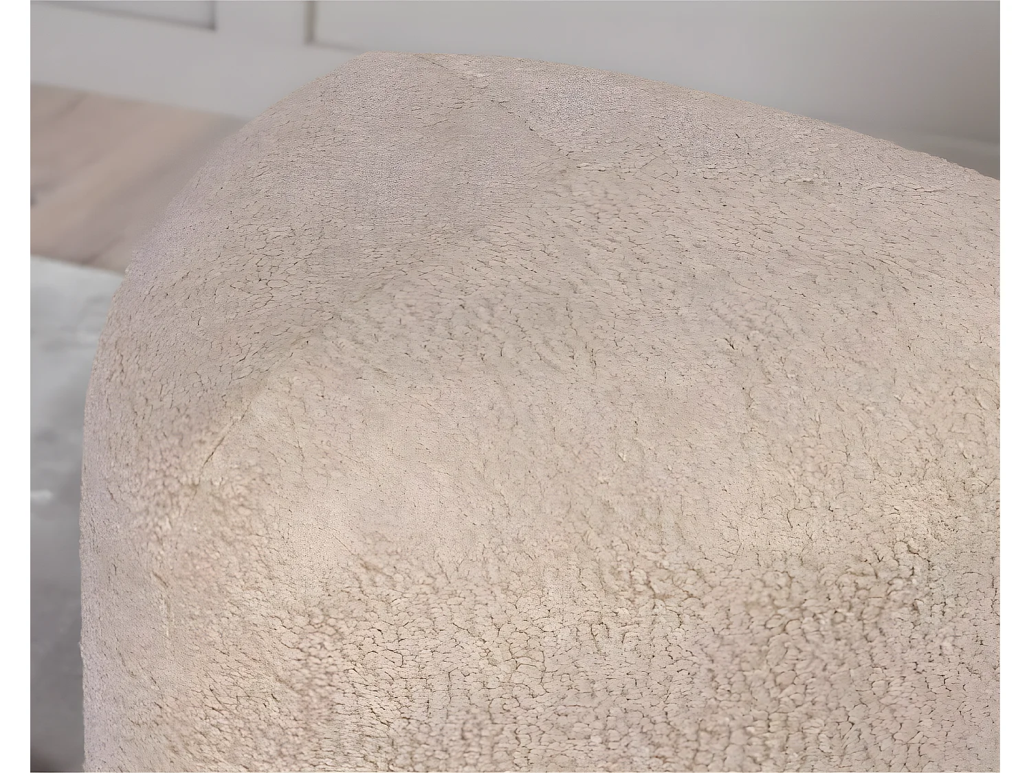 Peg poef, hocker Ø46cm teddystof beige.