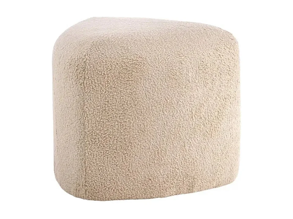 Peg poef, hocker Ø46cm teddystof beige.