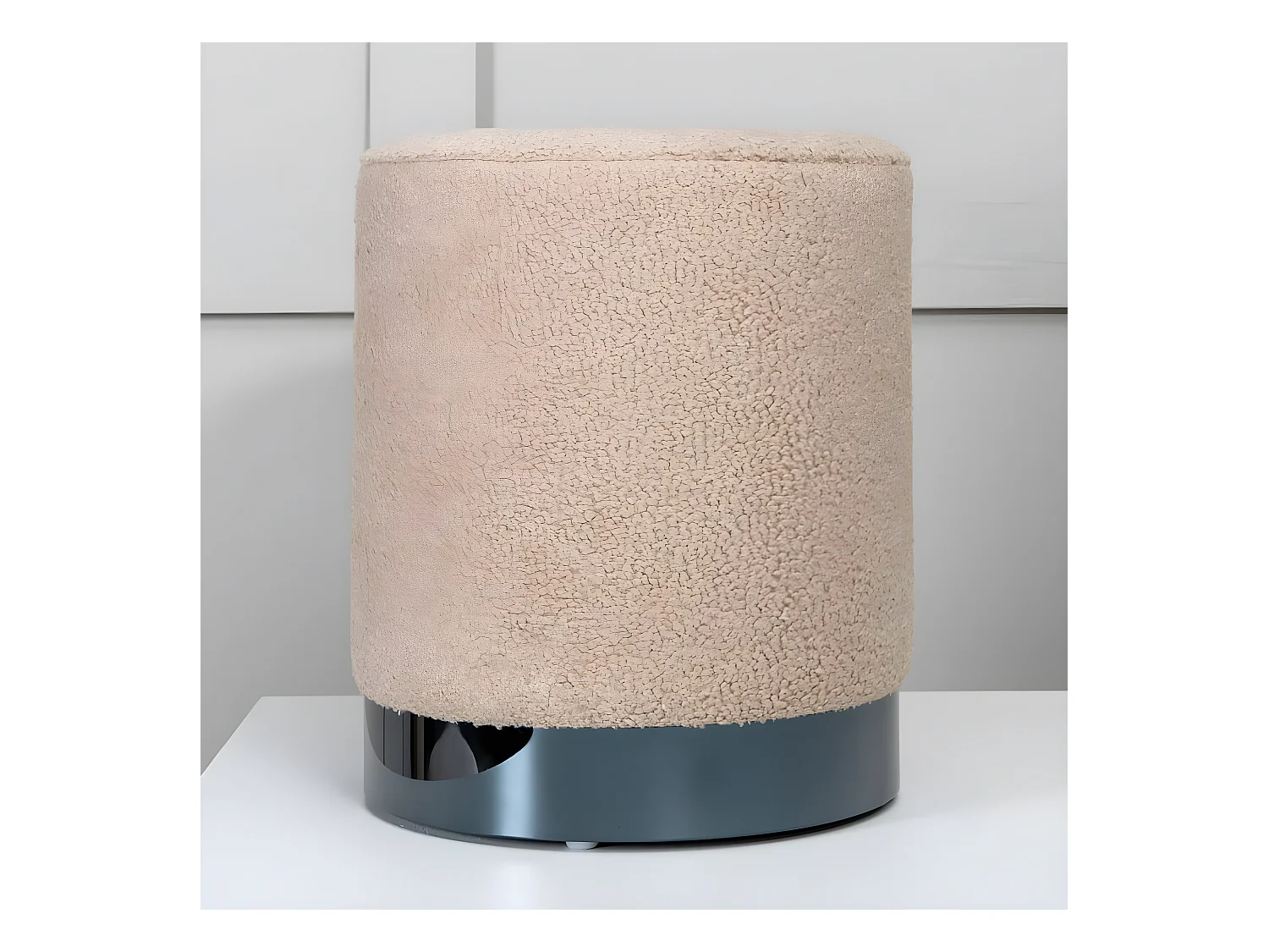 Pouf Benji 35x35x42,5 cm Teddy Beige et noir