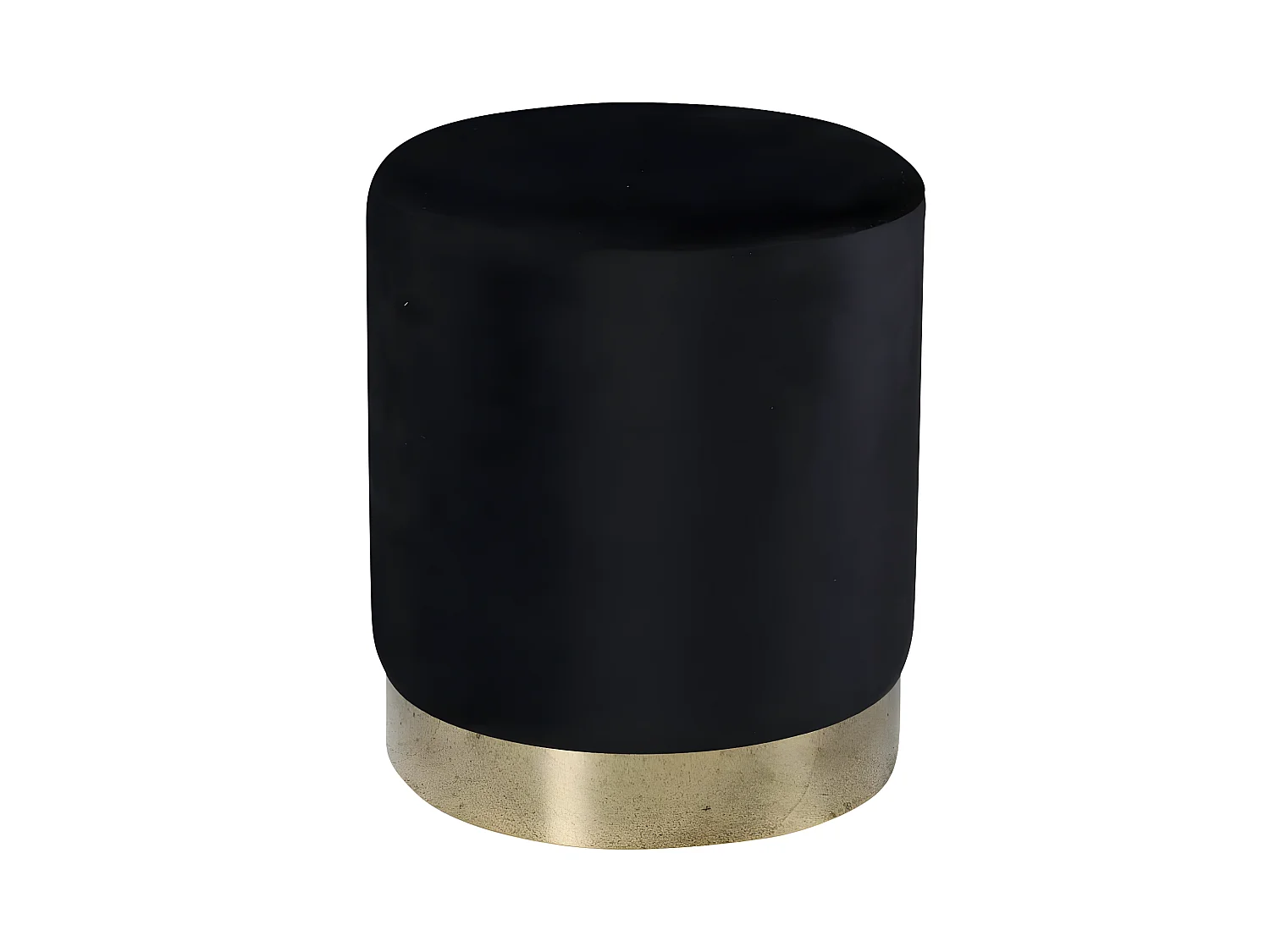 Benji Pouf, Hocker Ø35cm Velour schwarz, Messing.