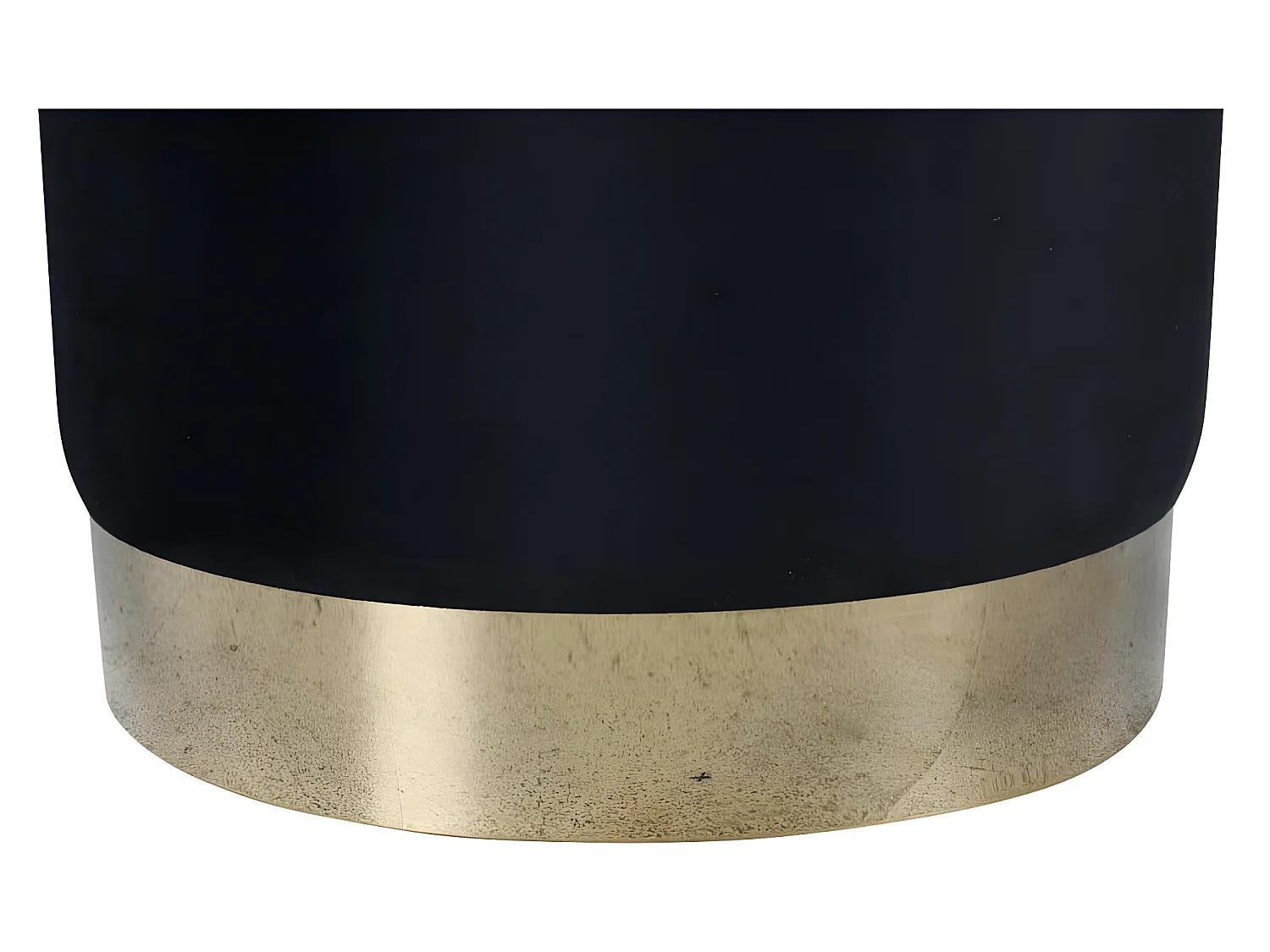 Benji Pouf, Hocker Ø35cm Velour schwarz, Messing.