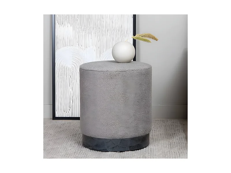 Benji Pouf, Hocker Ø35cm Teddystoff schwarz, braun.