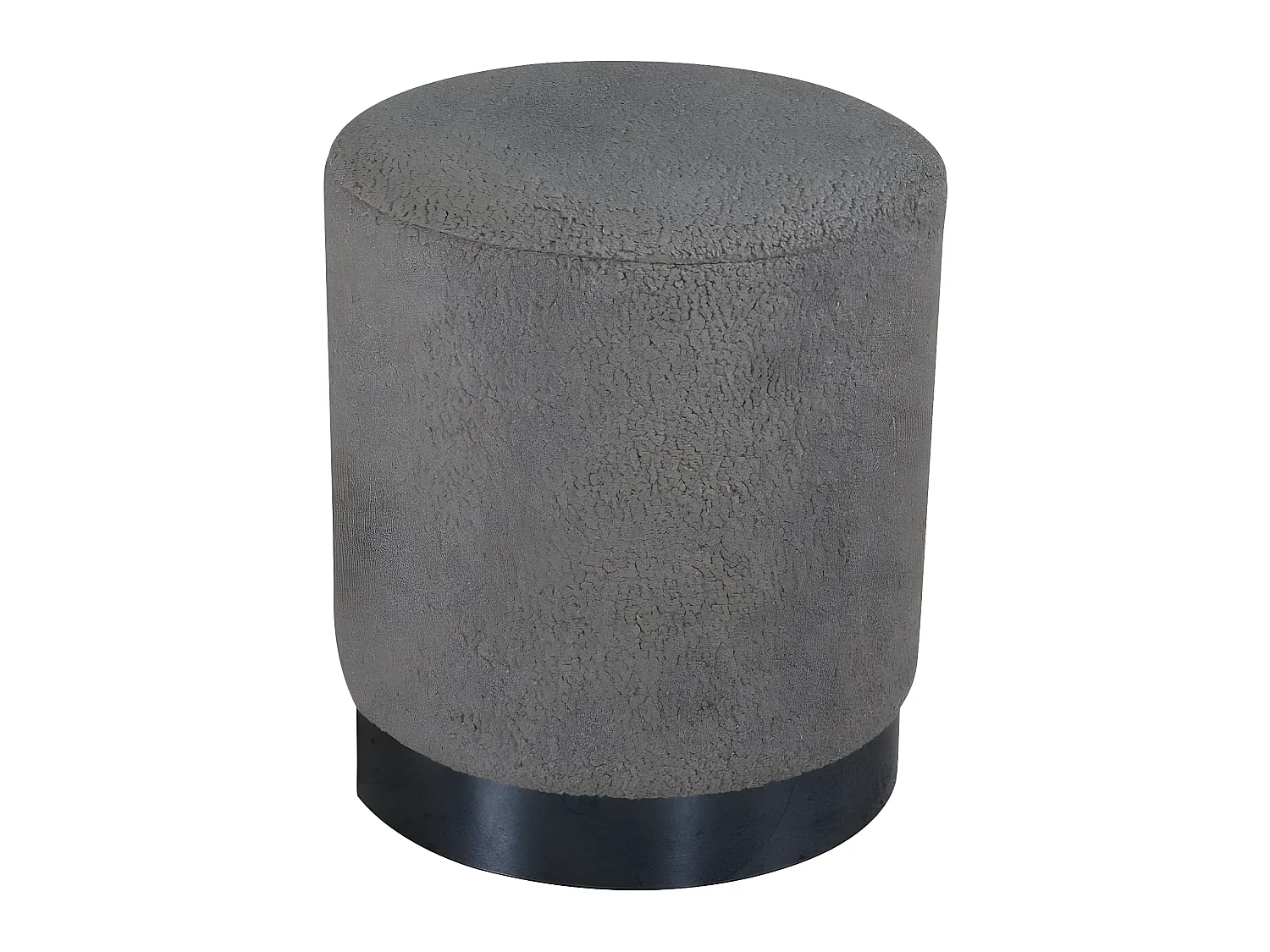 Benji poef, hocker Ø35cm teddystof zwart, bruin.