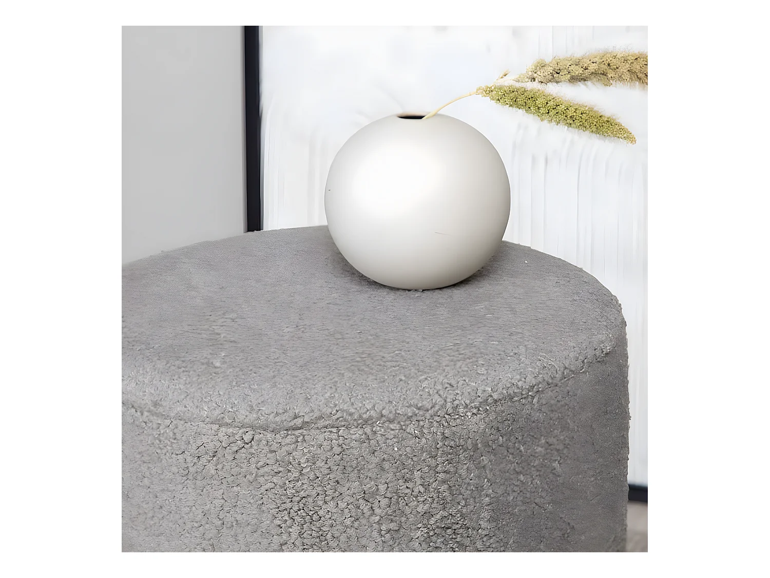 Benji poef, hocker Ø35cm teddystof zwart, bruin.