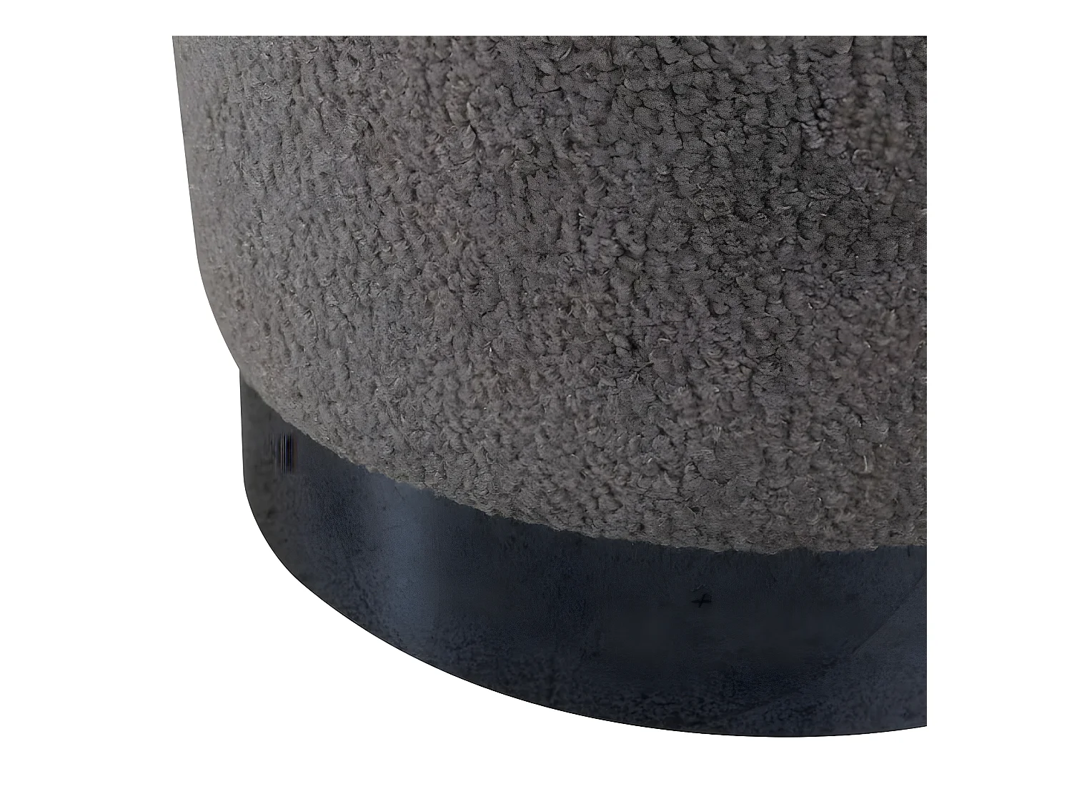 Benji poef, hocker Ø35cm teddystof zwart, bruin.