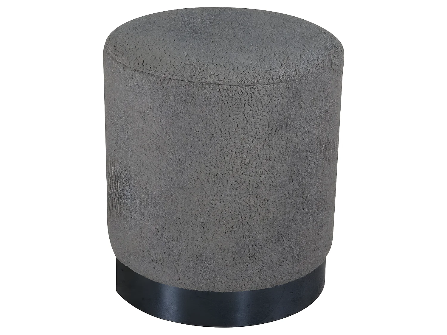 Pouf Benji 35x35x42,5 cm Teddy Noir et grège