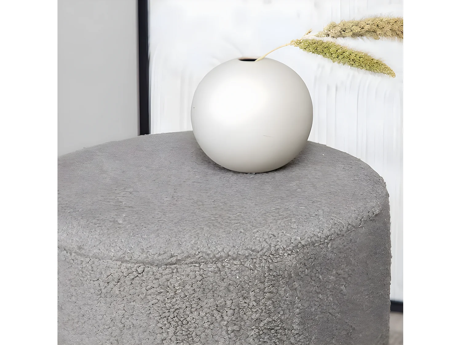 Pouf Benji 35x35x42,5 cm Teddy Noir et grège