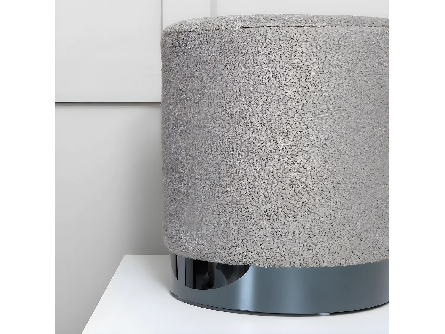 Pouf Benji 35x35x42,5 cm Teddy Noir et grège