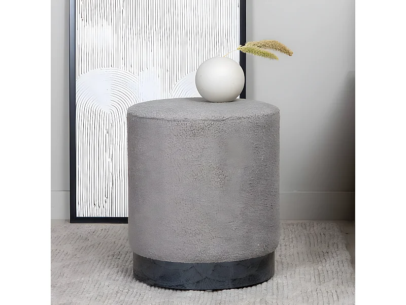 Pouf Benji 35x35x42,5 cm Teddy Noir et grège