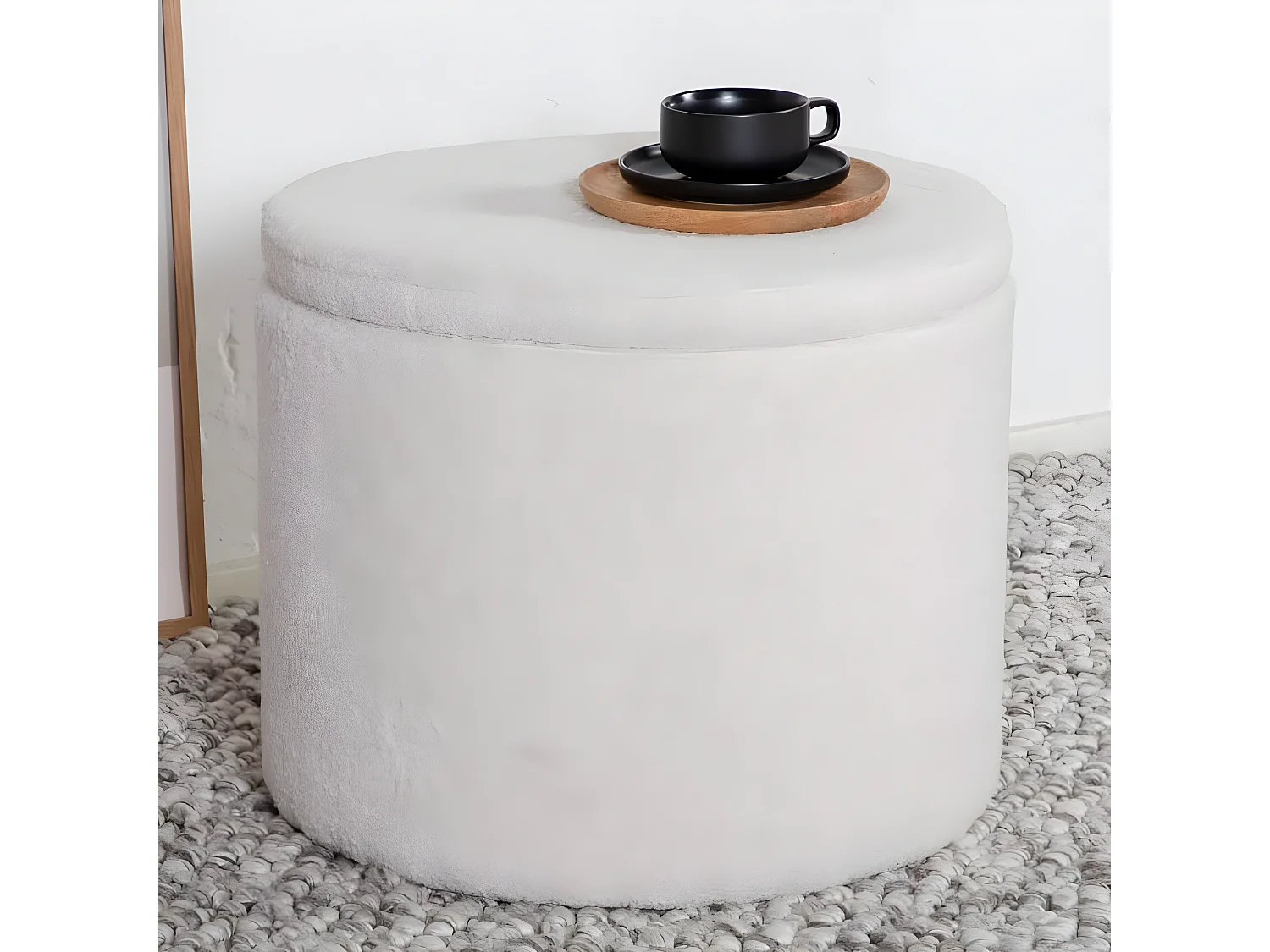 Pouf Dunken 51x51x43 cm Teddy Blanc