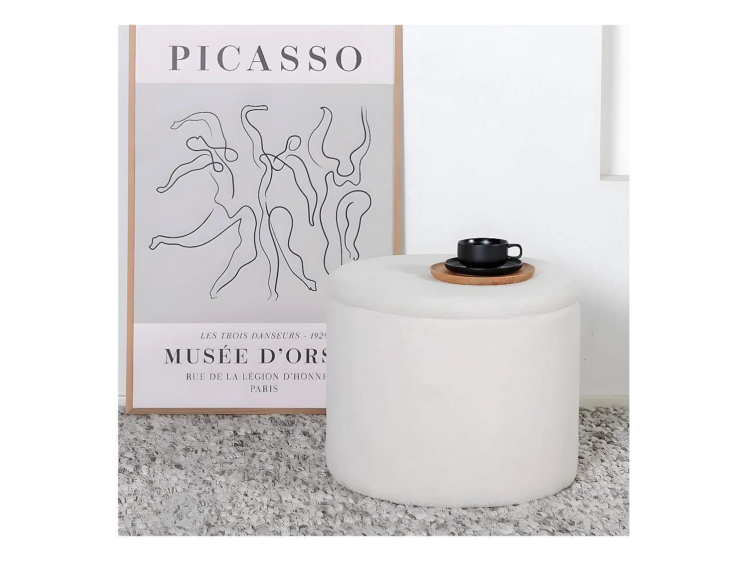 Pouf Dunken 51x51x43 cm Teddy Blanc