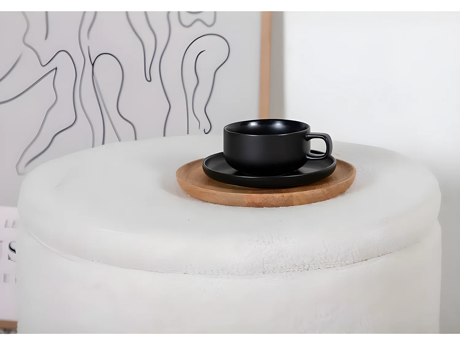 Pouf Dunken 51x51x43 cm Teddy Blanc