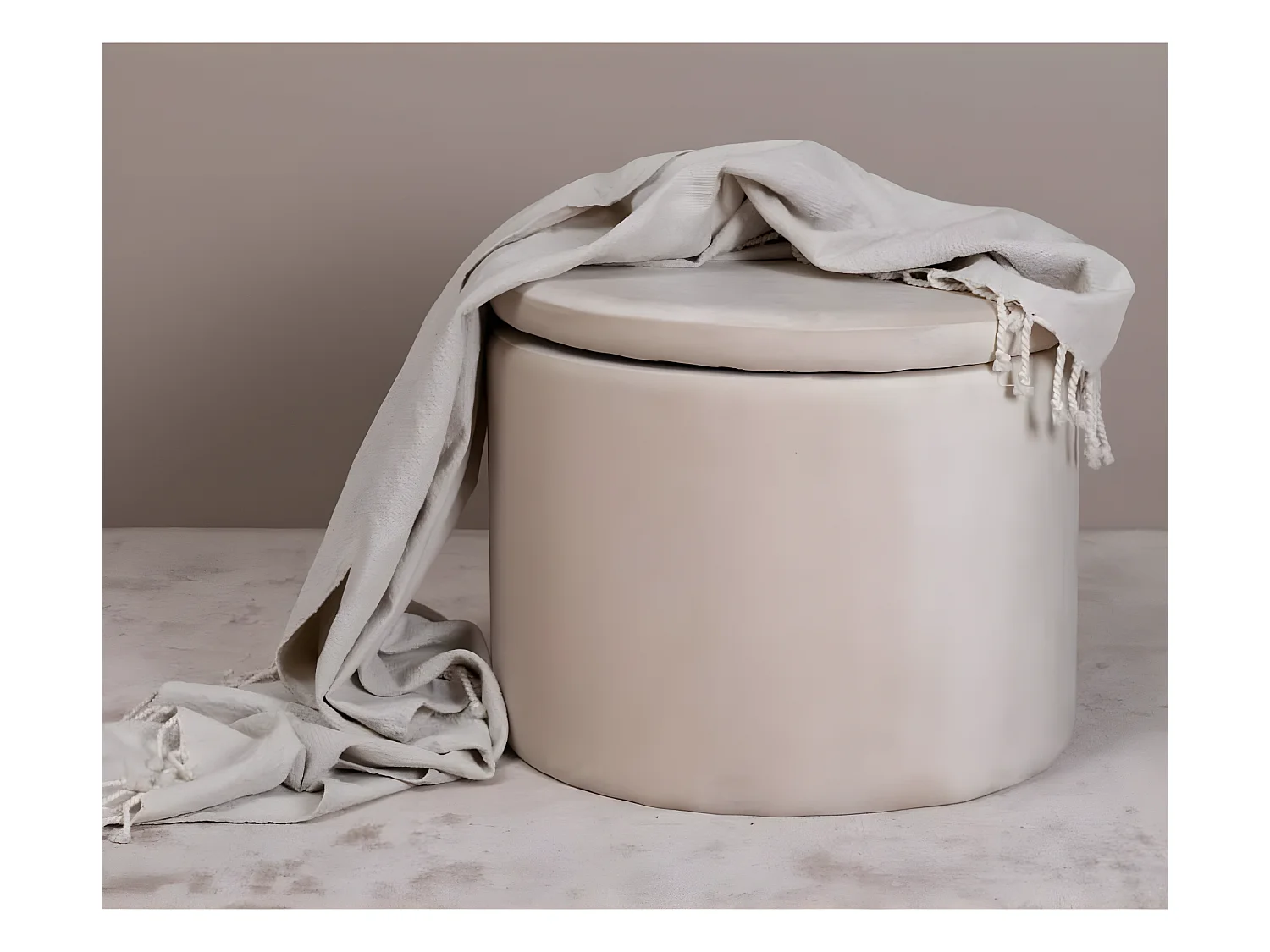 Pouf Dunken 51x51x43 cm Velours Beige