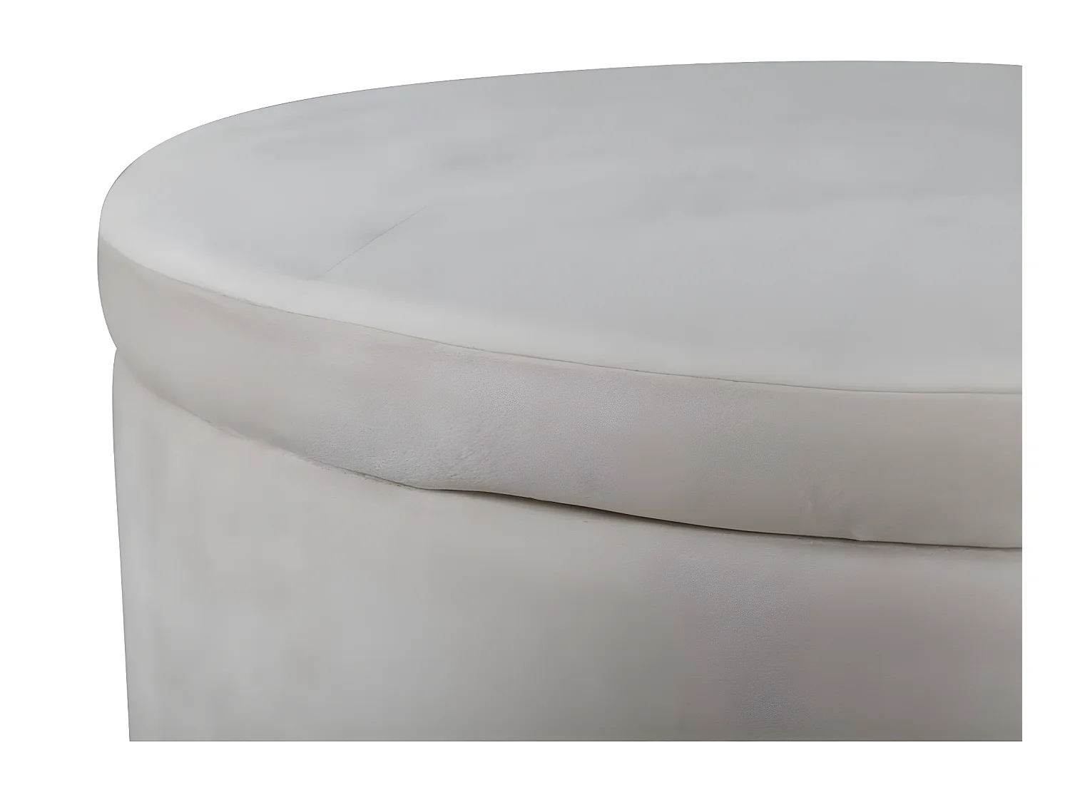 Dunken poef, hocker met opbergruimte Ø51cm velours beige.