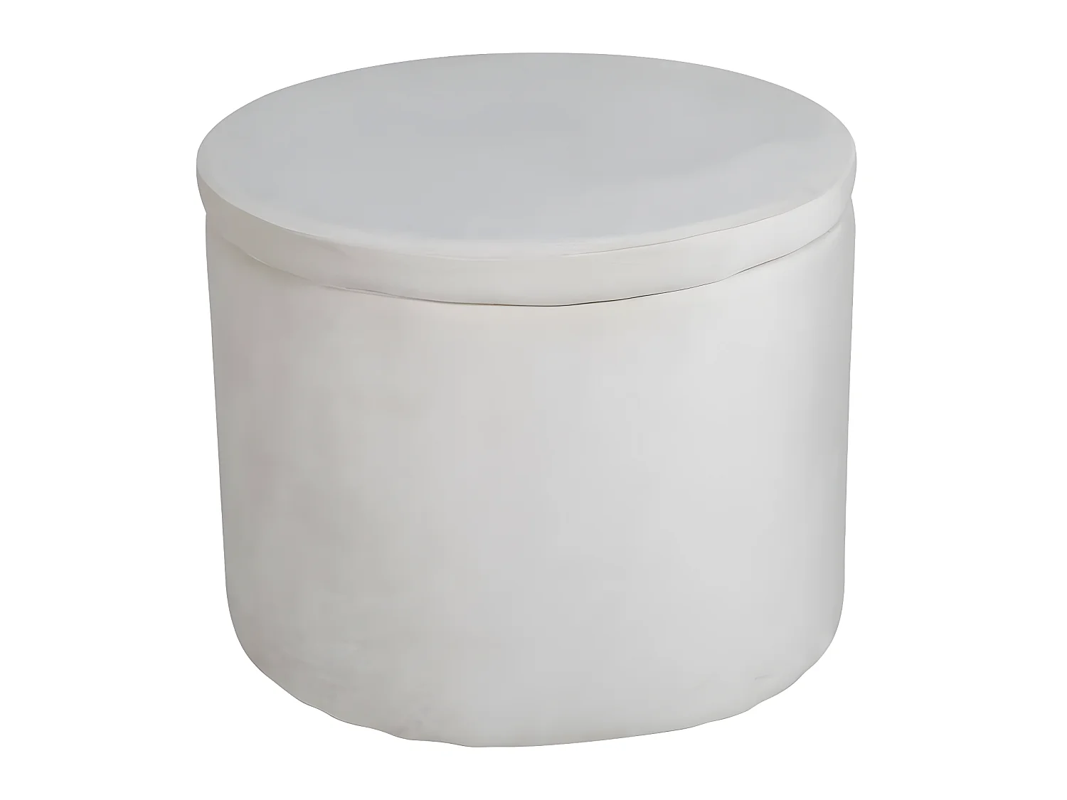 Dunken poef, hocker met opbergruimte Ø51cm velours beige.