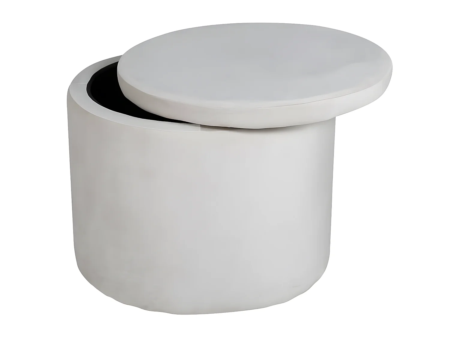 Dunken poef, hocker met opbergruimte Ø51cm velours beige.