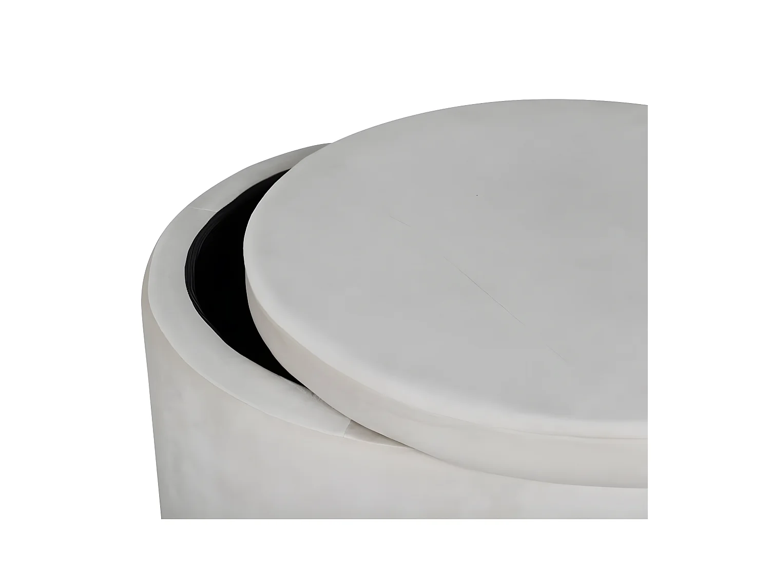Dunken poef, hocker met opbergruimte Ø51cm velours beige.
