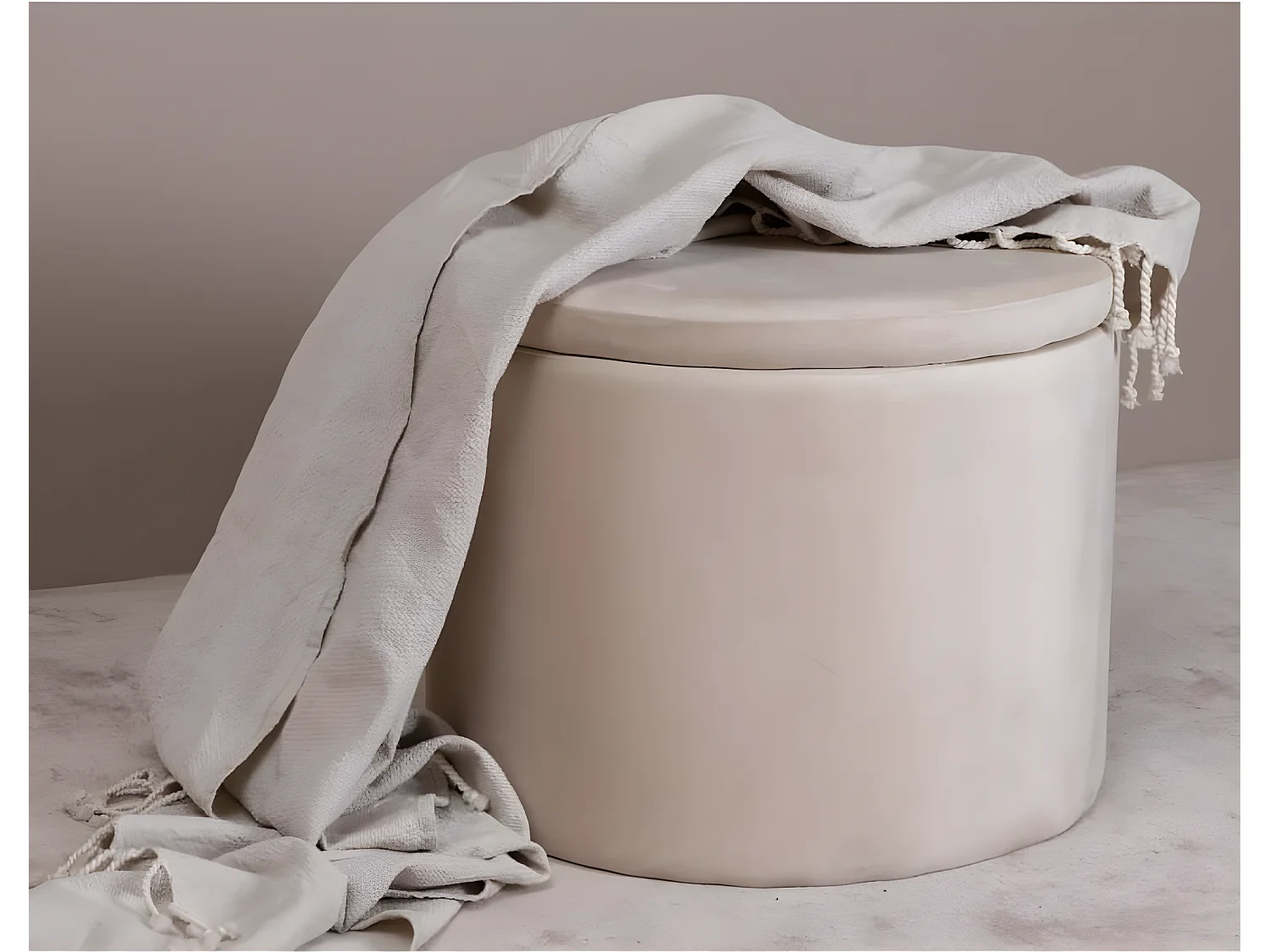 Pouf Dunken 51x51x43 cm Velours Beige