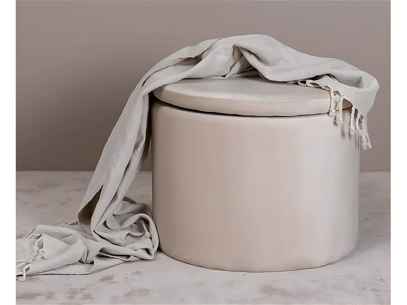 Pouf Dunken 51x51x43 cm Velours Beige