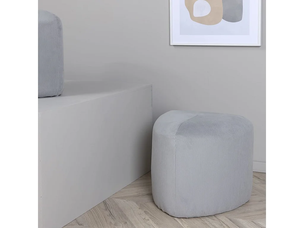 Poef Peg 46x46x41 cm ribfluweel grijs