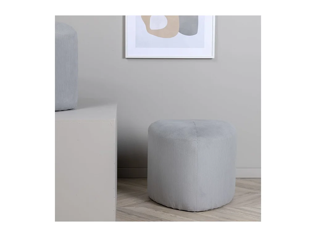 Poef Peg 46x46x41 cm ribfluweel grijs
