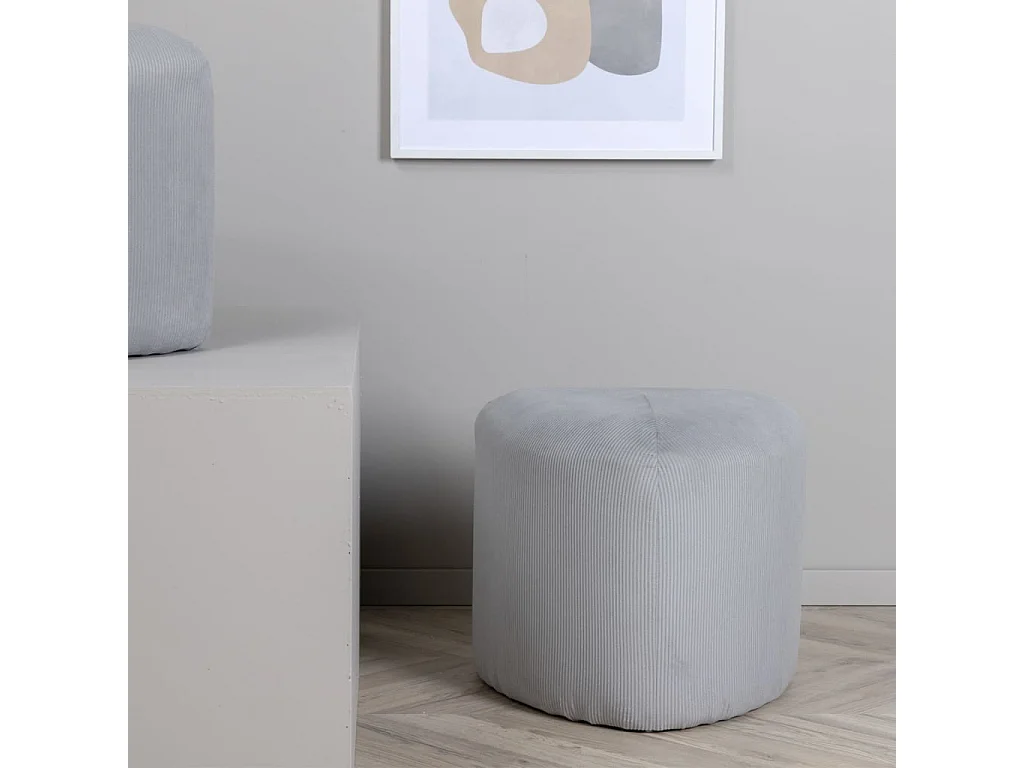 Poef Peg 46x46x41 cm ribfluweel grijs