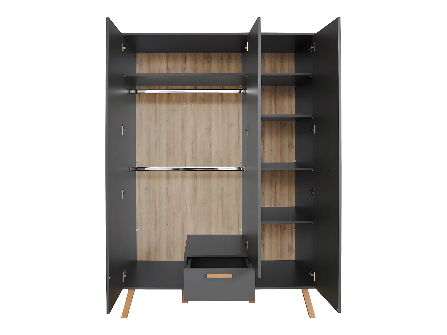 MatsBaby Armoire pour enfants 3 portes, 1 tiroir, gris.