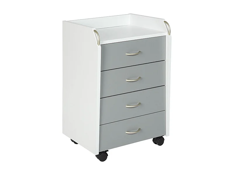 Caisson de Bureau 4 Tiroirs "Taz" 65cm Blanc & Gris