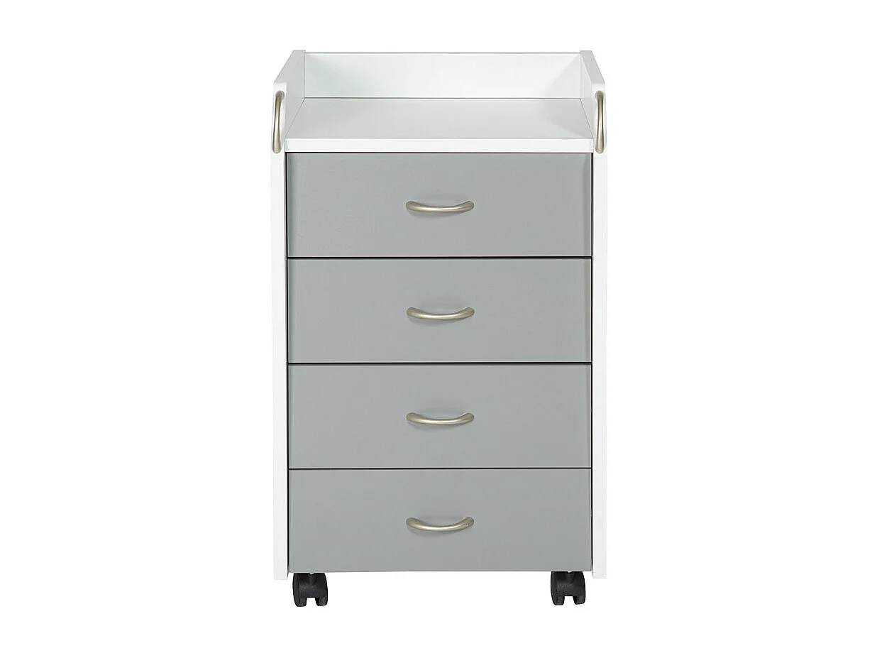 Caisson de Bureau 4 Tiroirs "Taz" 65cm Blanc & Gris