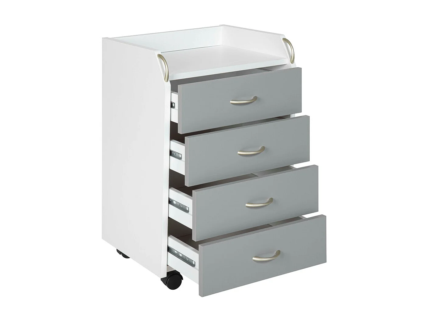 Caisson de Bureau 4 Tiroirs "Taz" 65cm Blanc & Gris