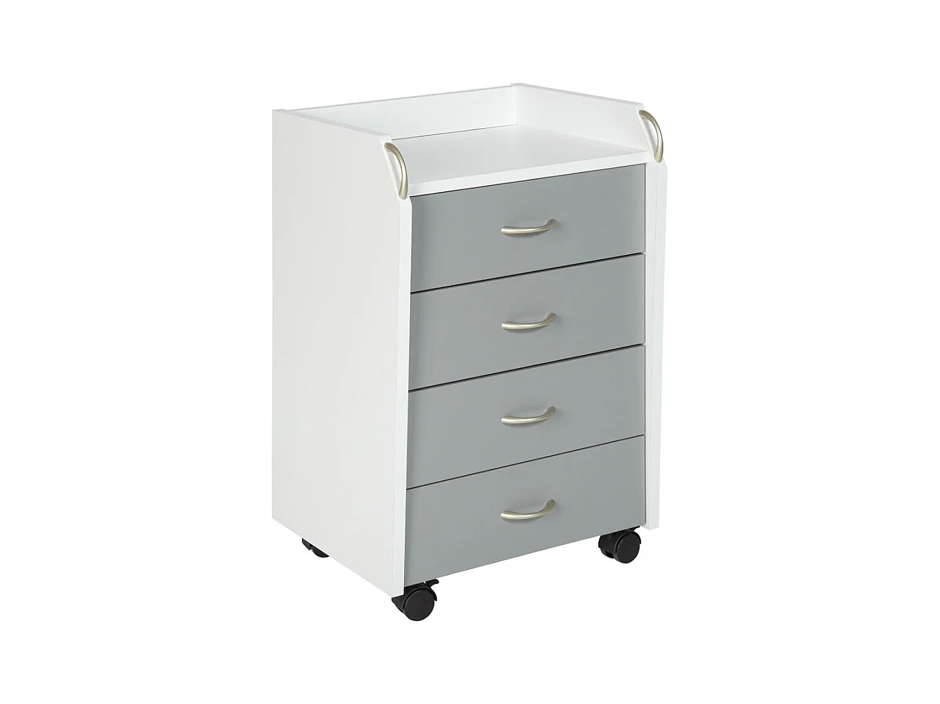 Caisson de Bureau 4 Tiroirs "Taz" 65cm Blanc & Gris