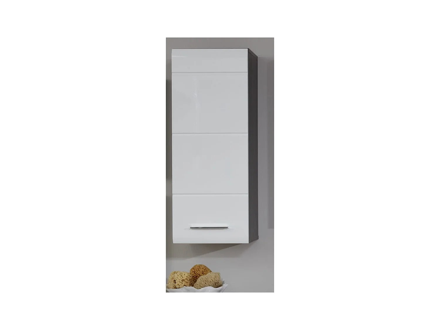 Armoire murale de rangement Line blanc et argenté fumé