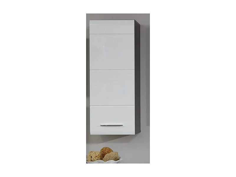 Armoire murale de rangement Line blanc et argenté fumé