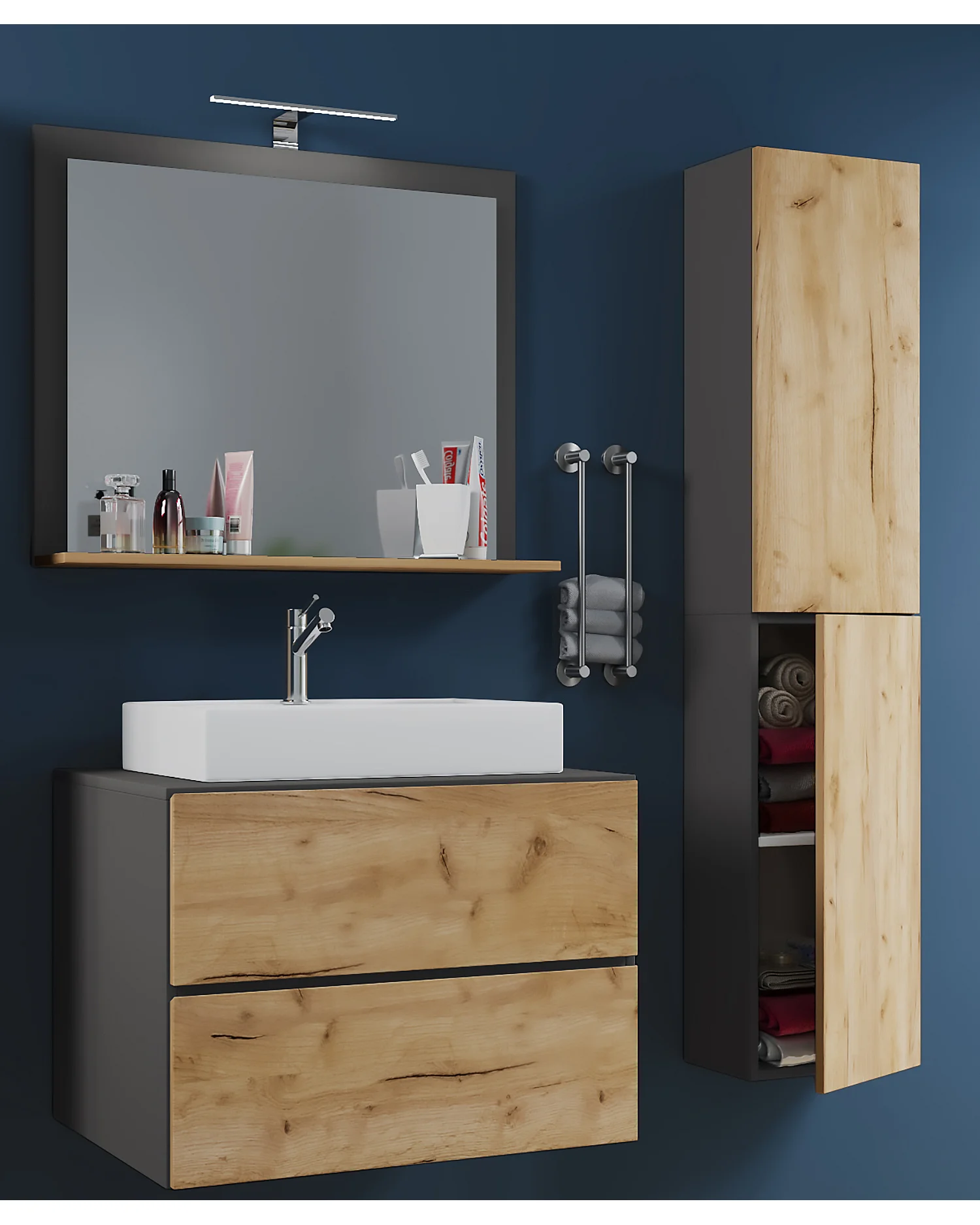 4-tlg. Waschplatz Waschtisch Lendas L Schublade